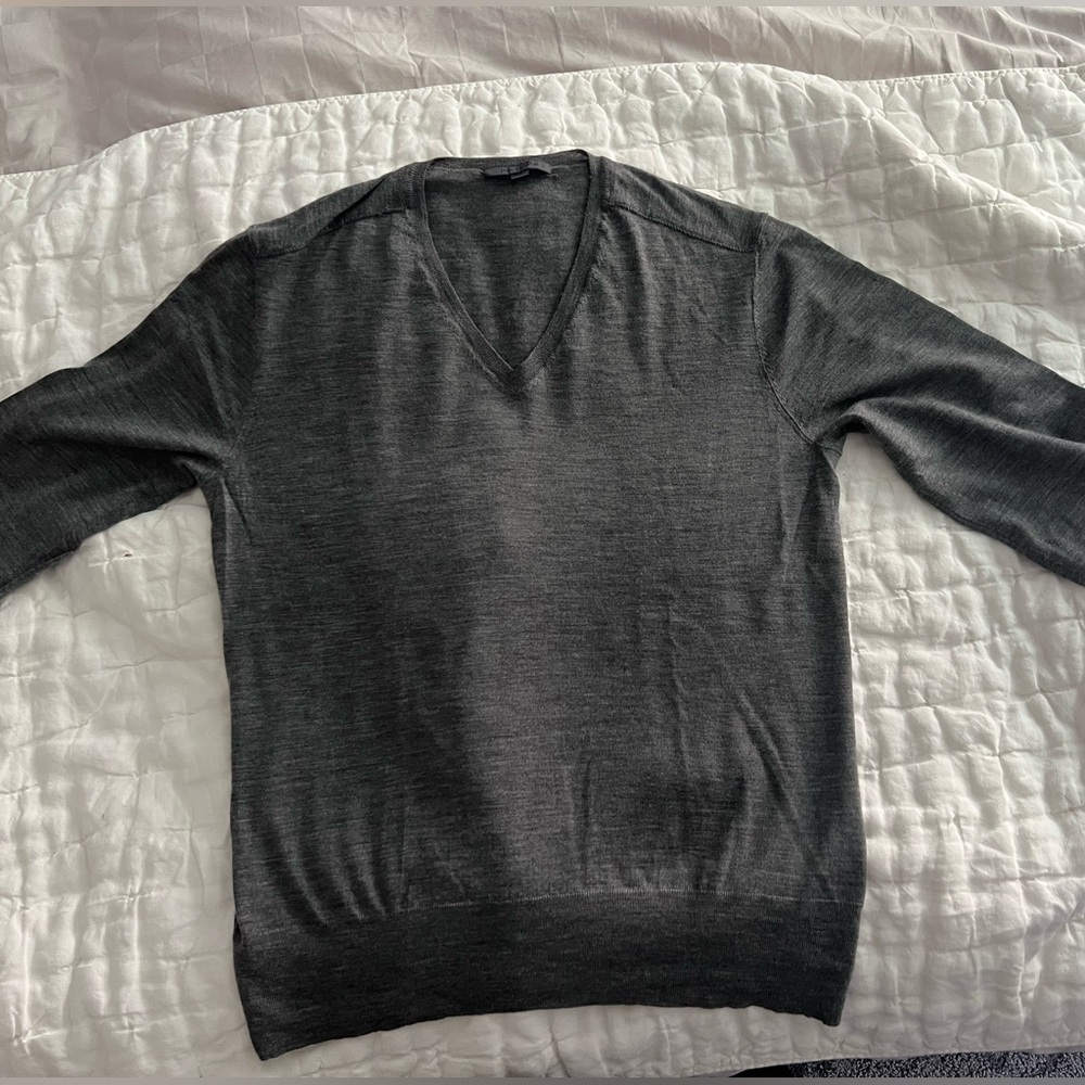 John Varvatos Men’s Gray Merino Wool Sweater Size L